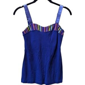 lululemon athletica Royal Blue Tank with Multicolor Stripe Trim